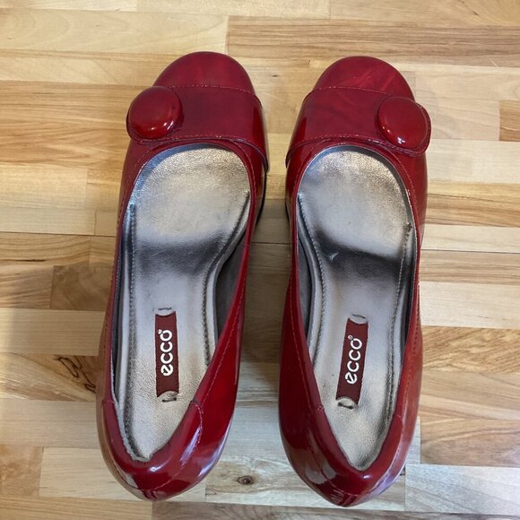 Ecco Red Patent Leather Womens Heels Size 37 office career woman feminine - Picture 8 of 15